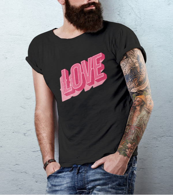 Retro Love Lettering Typography Valentines Day T-Shirt