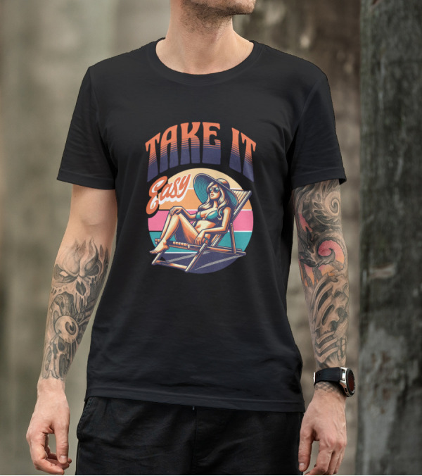 Take It Easy Summer Beach Retro Sunbathing Vibes T-Shirt