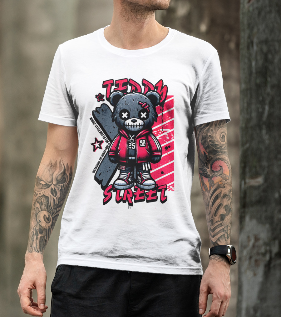 Teddy Street 85 Haunted Teddy Bea With Grunge Style Elements T-Shirt