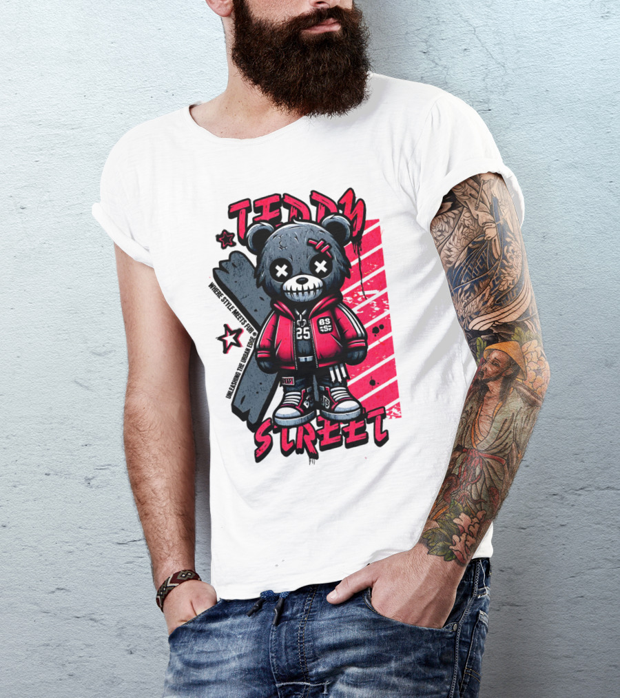 Teddy Street 85 Haunted Teddy Bea With Grunge Style Elements T-Shirt