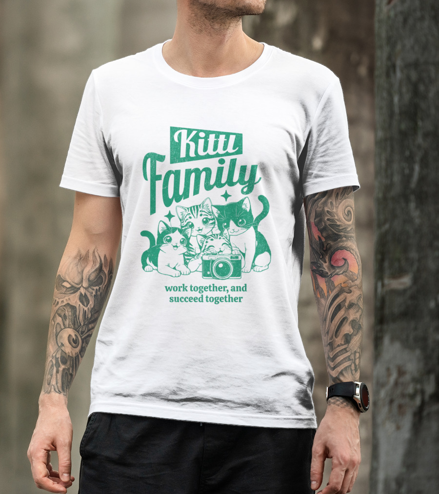 Kittl Family Work Together And Succeed Together Cats With Camera T-Shirt