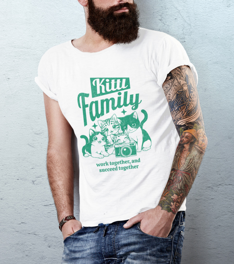 Kittl Family Work Together And Succeed Together Cats With Camera T-Shirt
