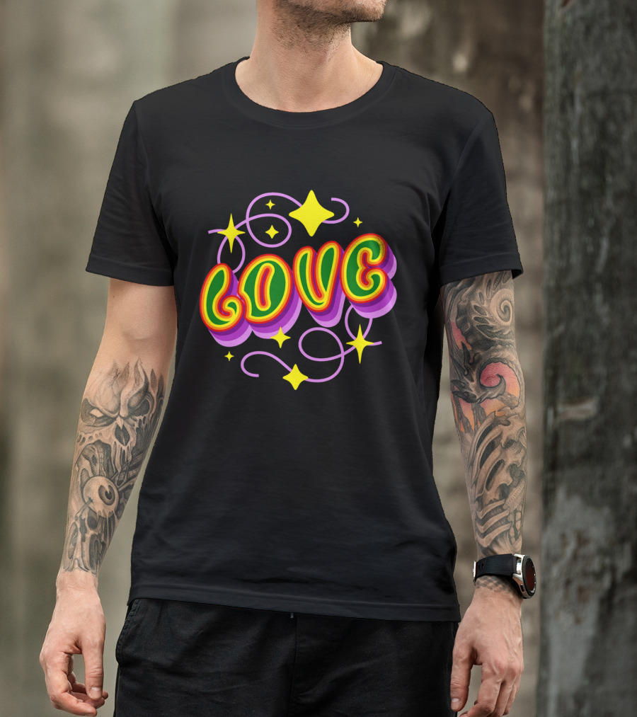 LOVE Stars And Swirls 70's T-Shirt