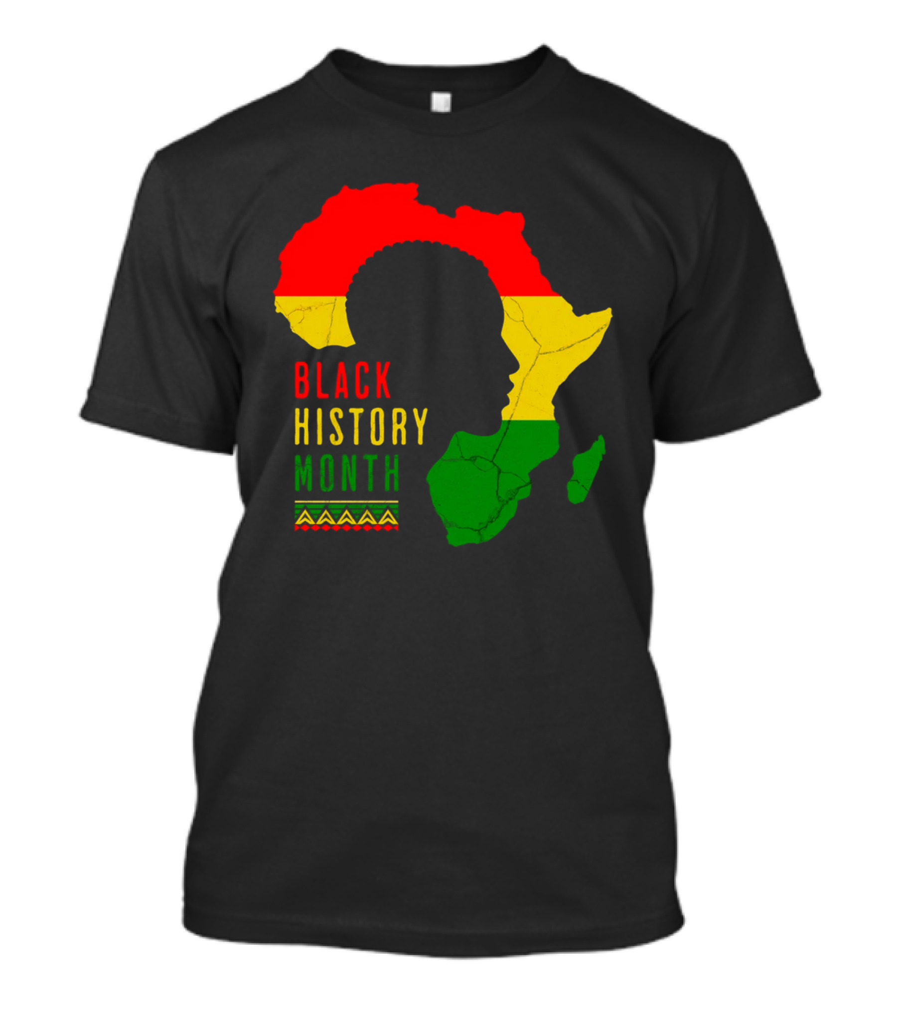 Black History Month Africa Map Silhouette With Red Yellow Green Colors T-Shirt