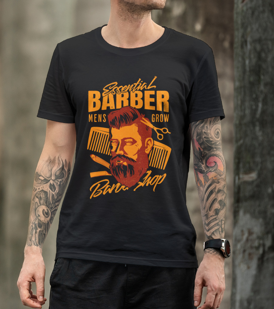 Essential Barber Mens Grow Barber Shop T-Shirt