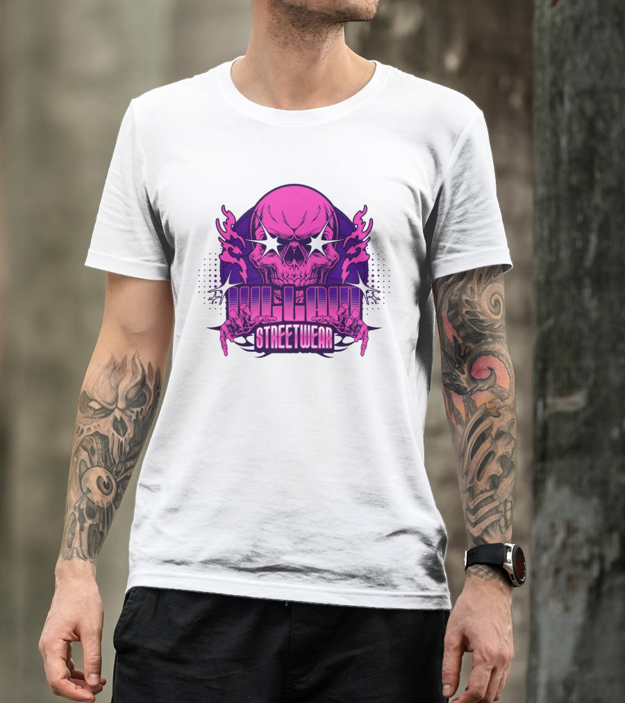 Villain Streetwear Skull Flames Urban Gothic Aesthetic T-Shirt