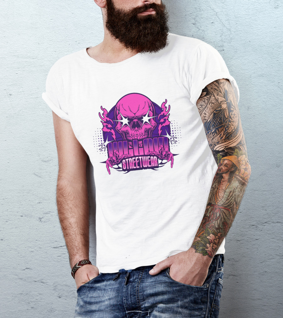 Villain Streetwear Skull Flames Urban Gothic Aesthetic T-Shirt