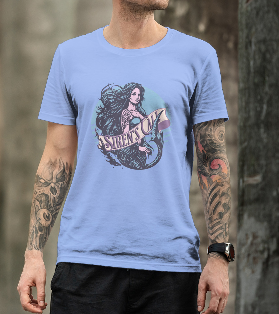 Siren's Call Mermaid Tattoo Ocean Waves T-Shirt