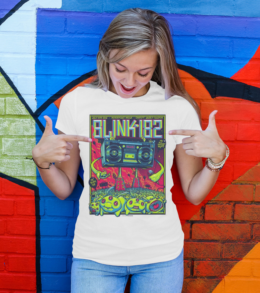 Blink-182 July 10th 2012 Motorpoint Arena Cardiff United Kingdom Boombox Alien Creature T-Shirt