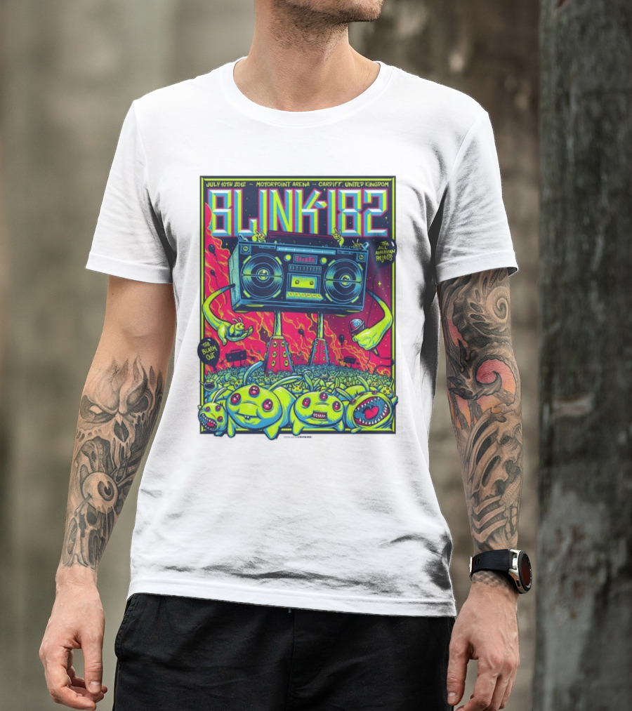 Blink-182 July 10th 2012 Motorpoint Arena Cardiff United Kingdom Boombox Alien Creature T-Shirt
