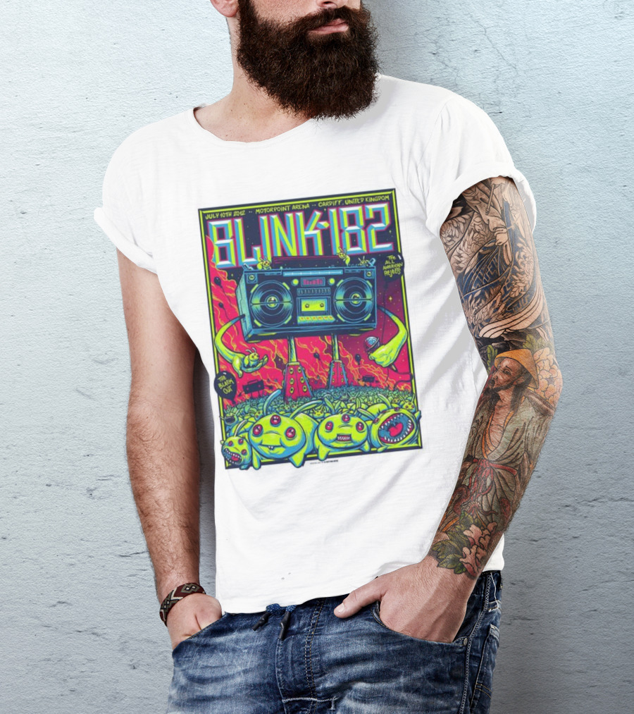 Blink-182 July 10th 2012 Motorpoint Arena Cardiff United Kingdom Boombox Alien Creature T-Shirt
