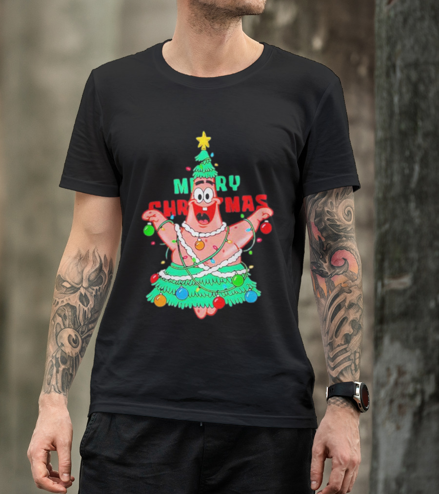 Patrick Star Merry Christmas Tree T-Shirt