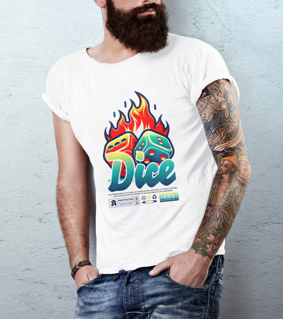 Dice Rolling Flames Exploding The Game Of Chance T-Shirt