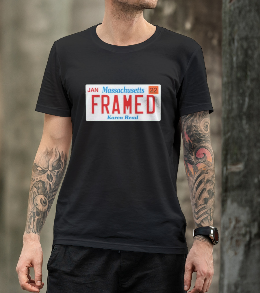 Massachusetts Framed Karen Read License Plate T-Shirt