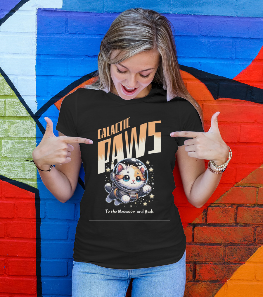 GALACTIC PAWS To The Meowoon And Back T-Shirt