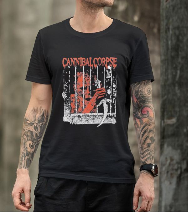 Cannibal Corpse Bloody Kill Cell Prison Bars Skeleton Knife T-Shirt