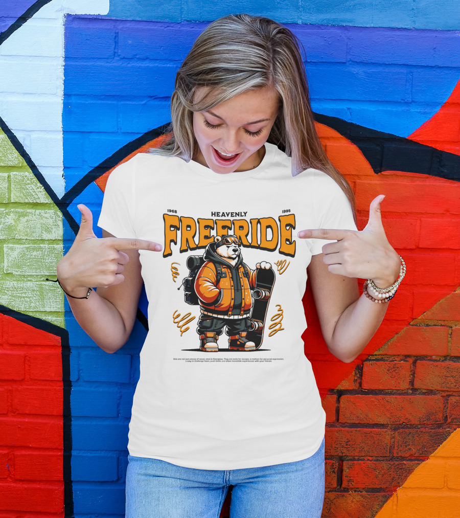 HEAVENLY FREERIDE Polar Bear Snowboard 1968 1995 T-Shirt