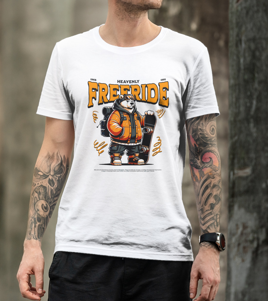HEAVENLY FREERIDE Polar Bear Snowboard 1968 1995 T-Shirt