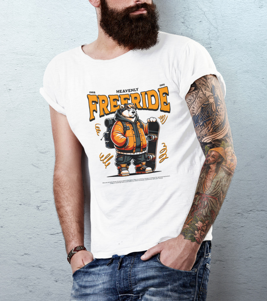HEAVENLY FREERIDE Polar Bear Snowboard 1968 1995 T-Shirt