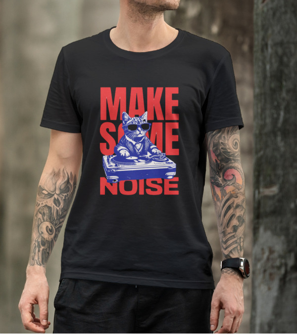 Make Some Noise Cat DJ With Turntable And Sunglasses T-Shirt
