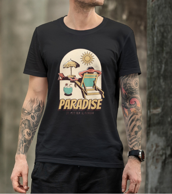Paradise St. Pete Beach Florida Retro Sun Lounger And Cocktail Scene T-Shirt