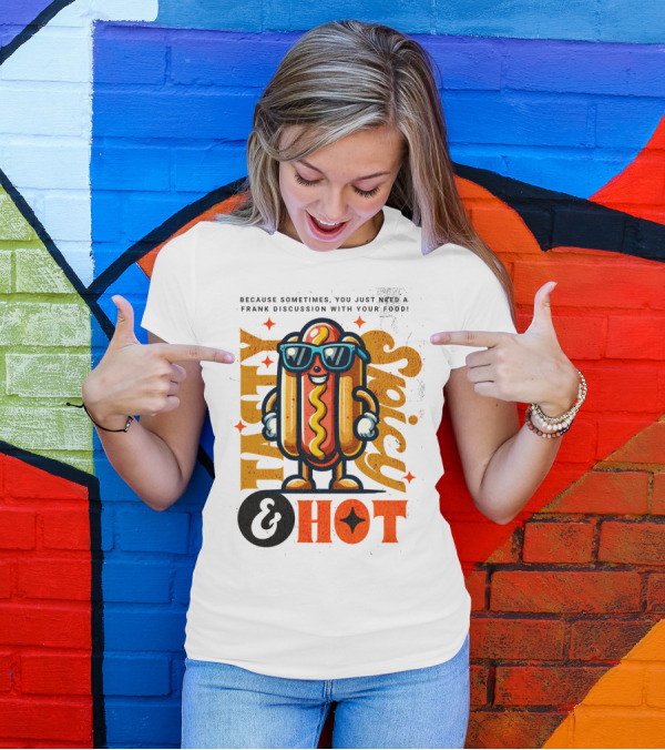 Highly Spicy And Hot Retro Funny Hot Dog Fast Food Mascot Character T-Shirt