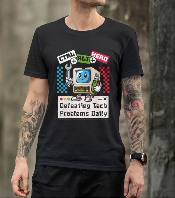 CTRL ALT HERO Retro Computer Defeating Tech Problems Daily T-Shirt