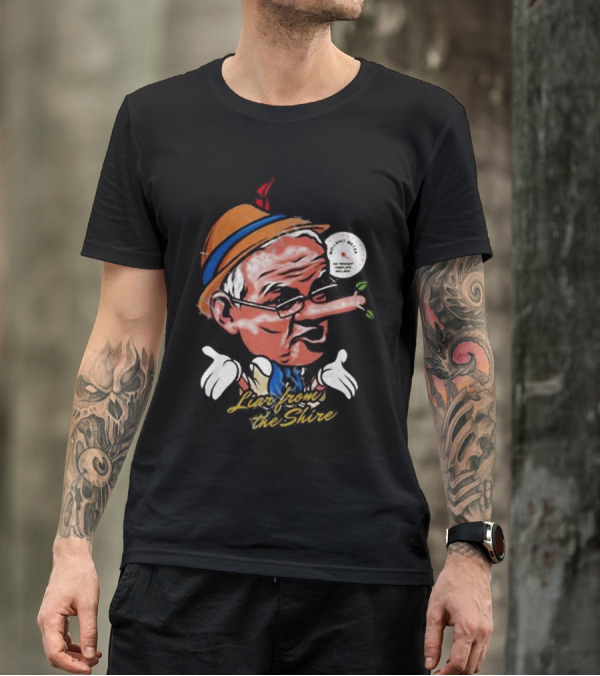 Scott Morrison Liar From The Shire Pinocchio Nose With Puppet Hands T-Shirt