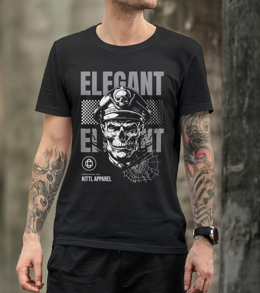 Elegant Captain Skull Kittl T-Shirt