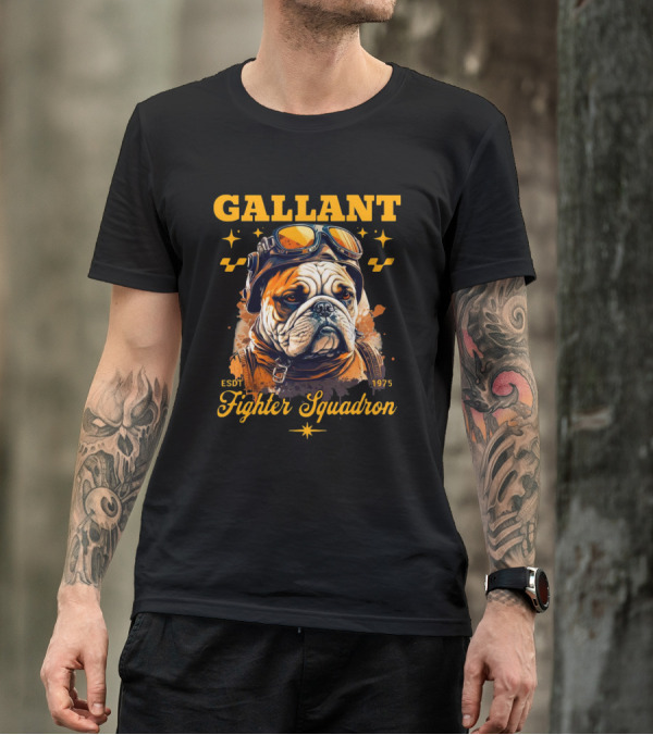 Gallant Bulldog Fighter Squadron 1975 Vintage Pilot Theme ESDT T-Shirt