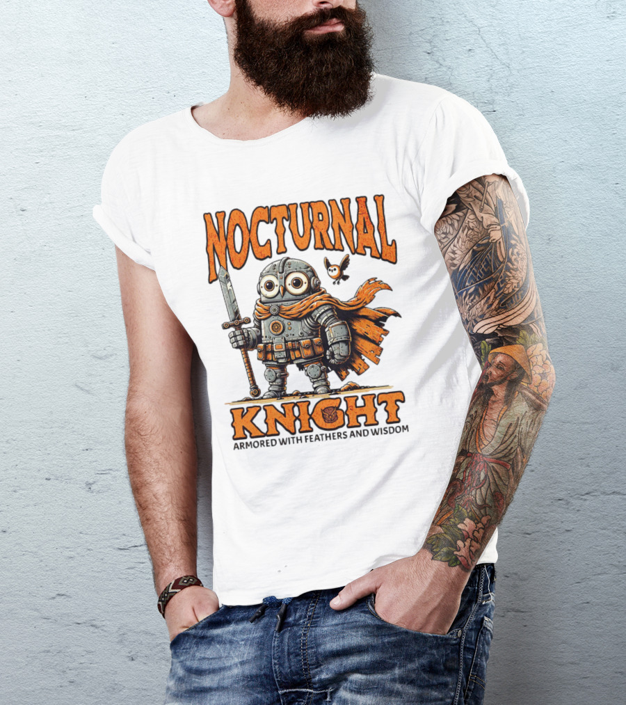 Nocturnal Knight Armored With Feathers And Wisdom Owl T-Shirt