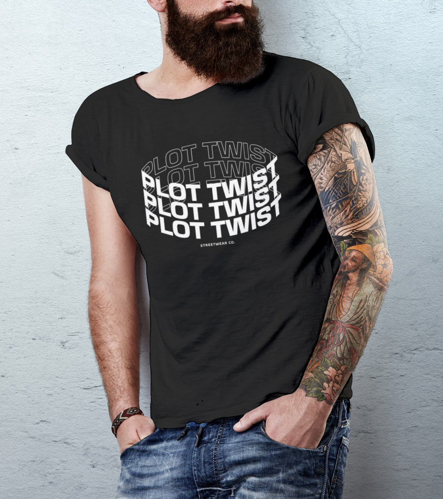 Plot Twist Streetwear Co. Repeated Text T-Shirt