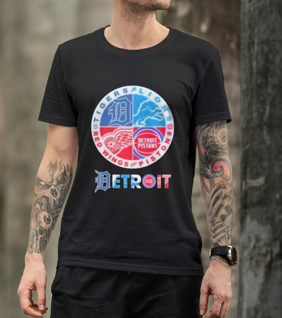 Detroit Tigers Lions Red Wings Pistons Circle T-Shirt