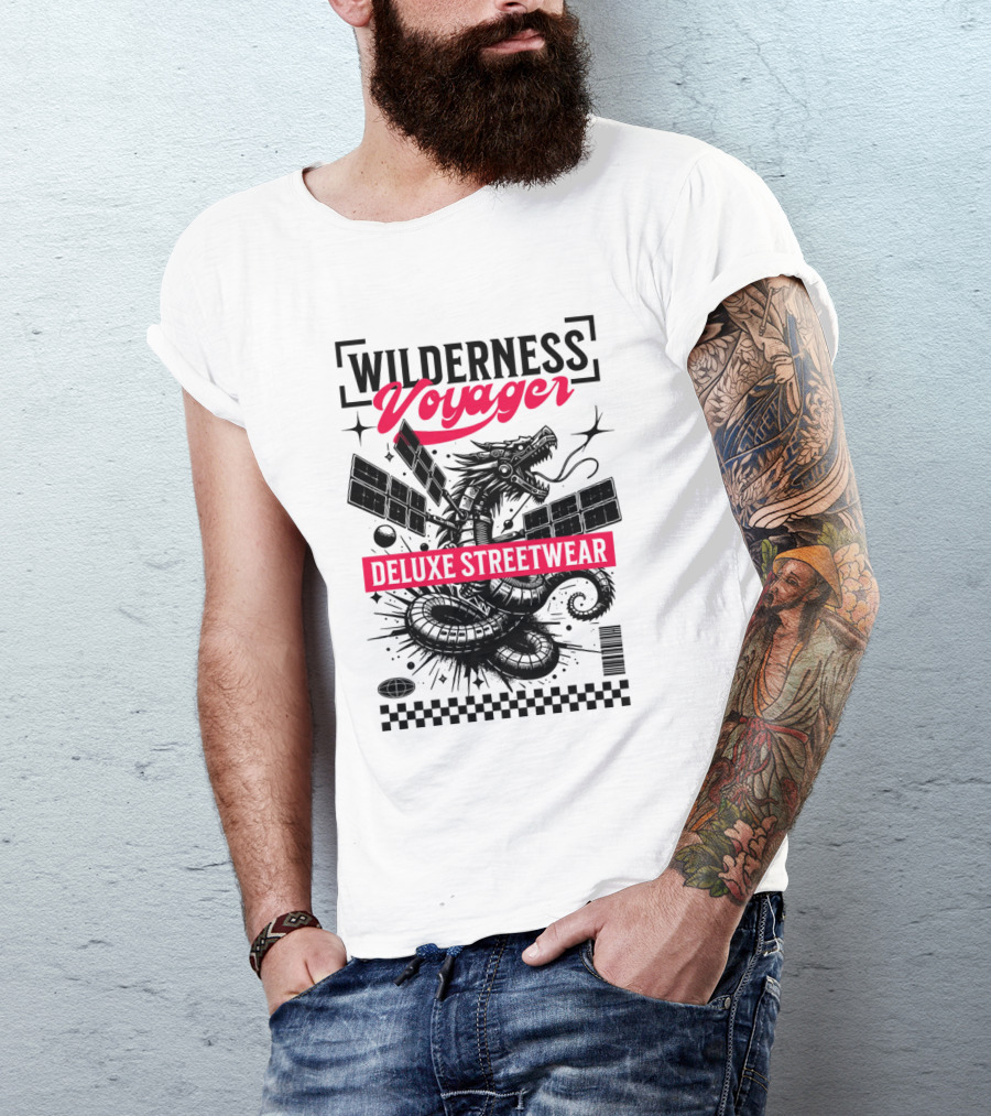 Wilderness Voyager Deluxe Streetwear Dragon Satellite T-Shirt