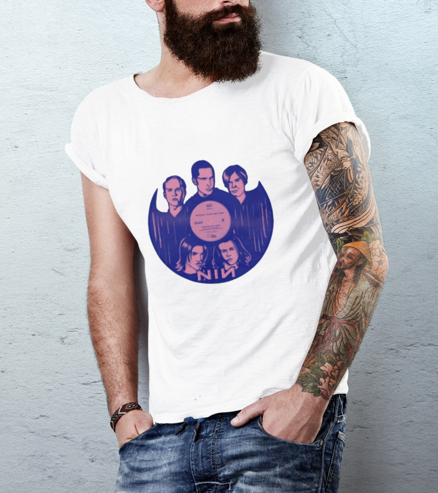 NIN Spiral Group Portrait With Record T-Shirt