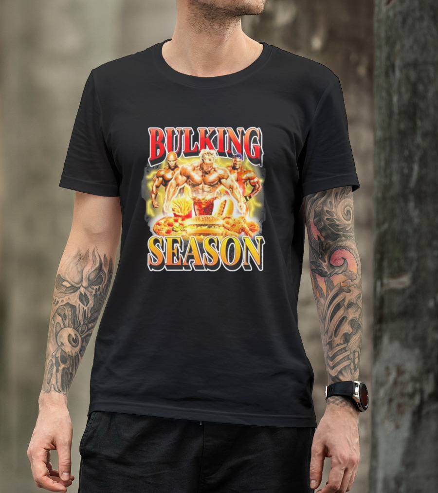 Notsafeforwear Bulking Season Muscular Trio And Feast T-Shirt