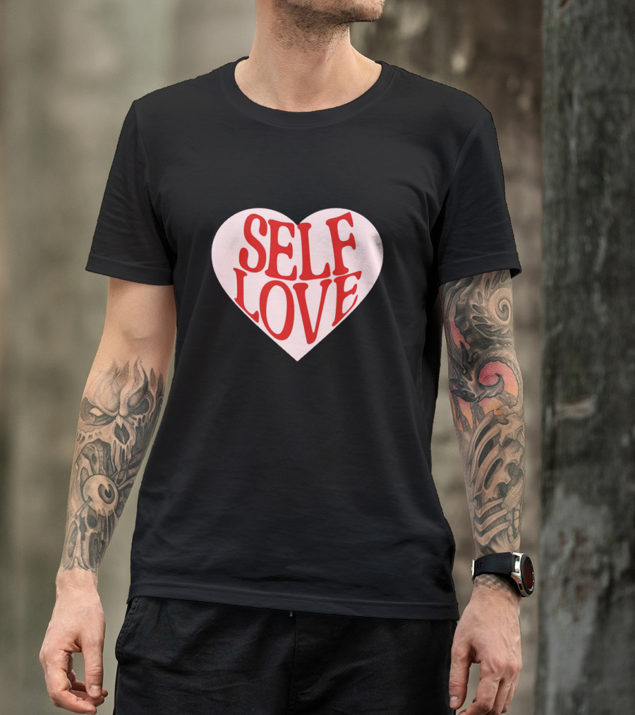 SELF LOVE Heart Retro Bold Typography T-Shirt