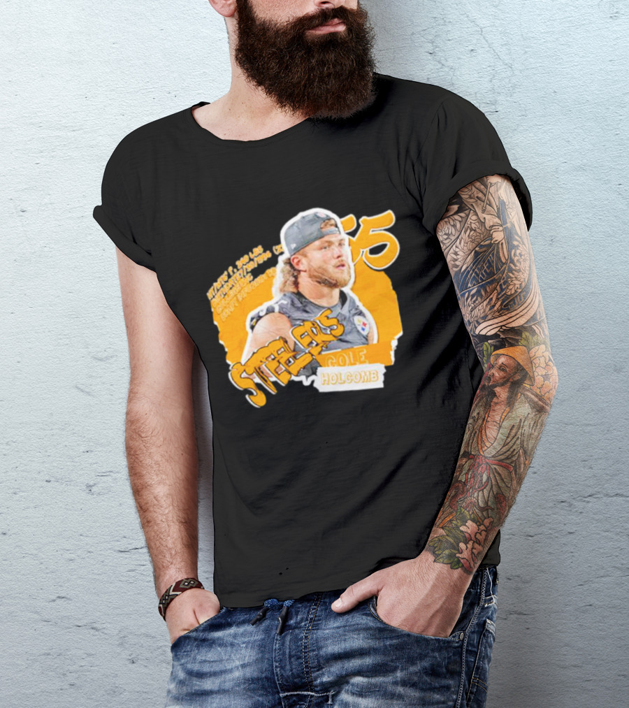 Steelers 55 Cole Holcomb Football Weight Height Hard Hitter T-Shirt