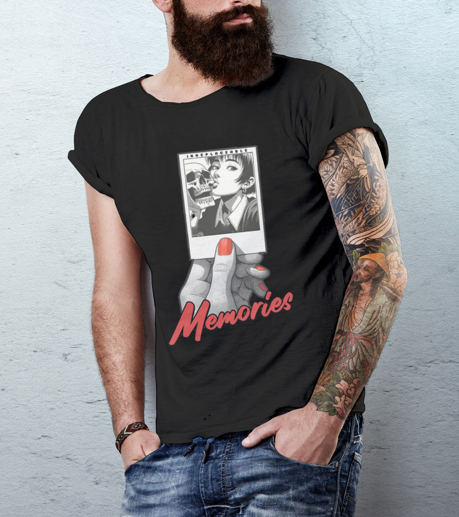 Irreplaceable Memories Polaroid With Skull Kiss T-Shirt