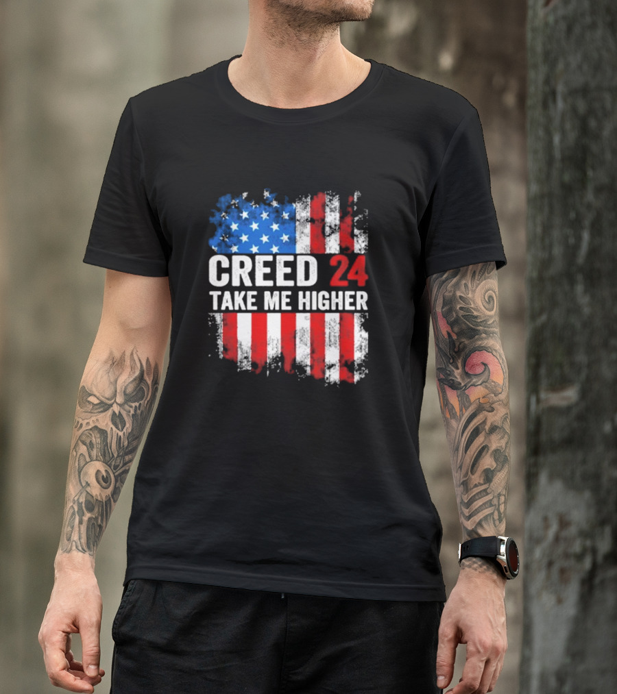 Creed 24 Take Me Higher American Flag T-Shirt
