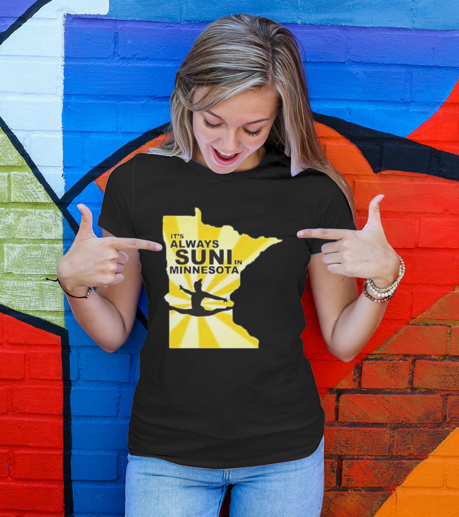 It's Always Suni In Minnesota Gymnastics Silhouette State Outline T-Shirt