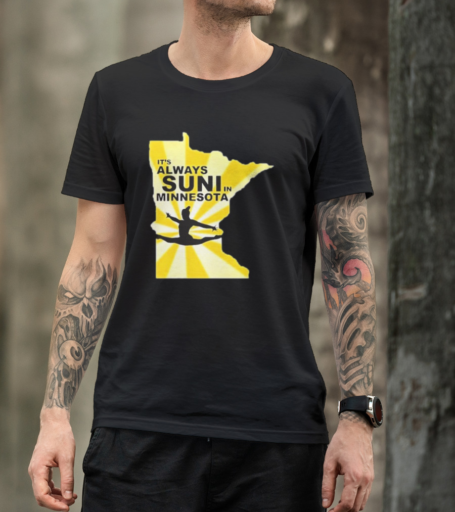 It's Always Suni In Minnesota Gymnastics Silhouette State Outline T-Shirt