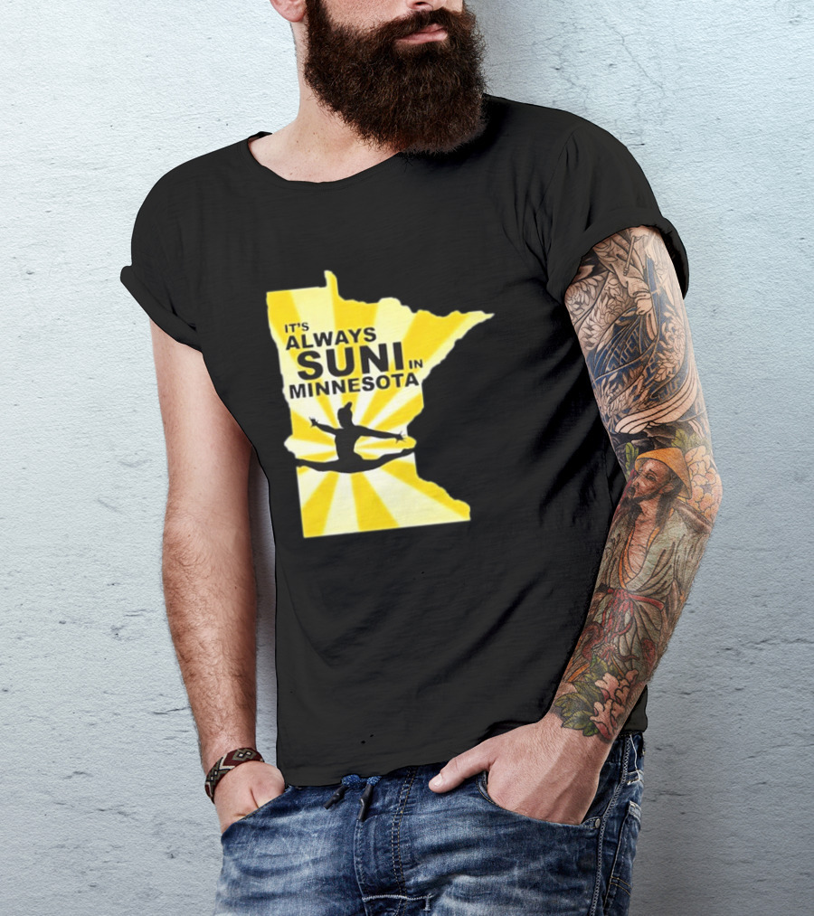 It's Always Suni In Minnesota Gymnastics Silhouette State Outline T-Shirt