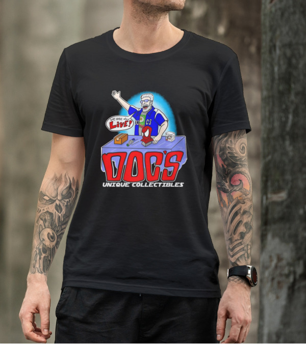 Doc's Unique Collectibles We Are Now Live CS Comic Show Enthusiast T-Shirt