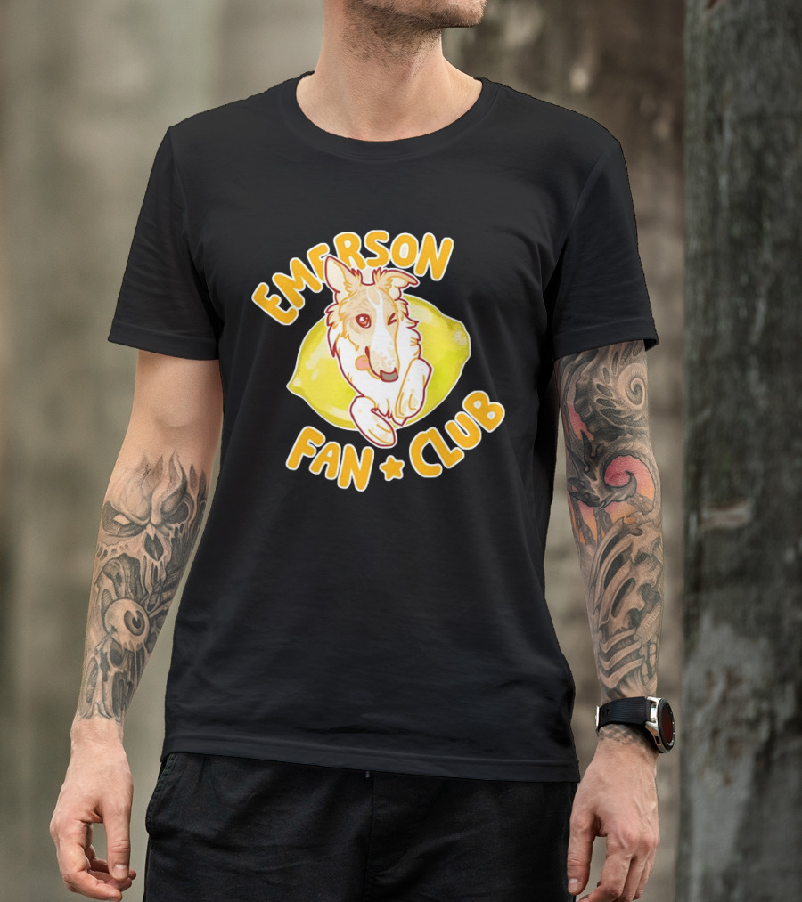 Emerson Fan Club Cute Collie Dog With Lemon T-Shirt