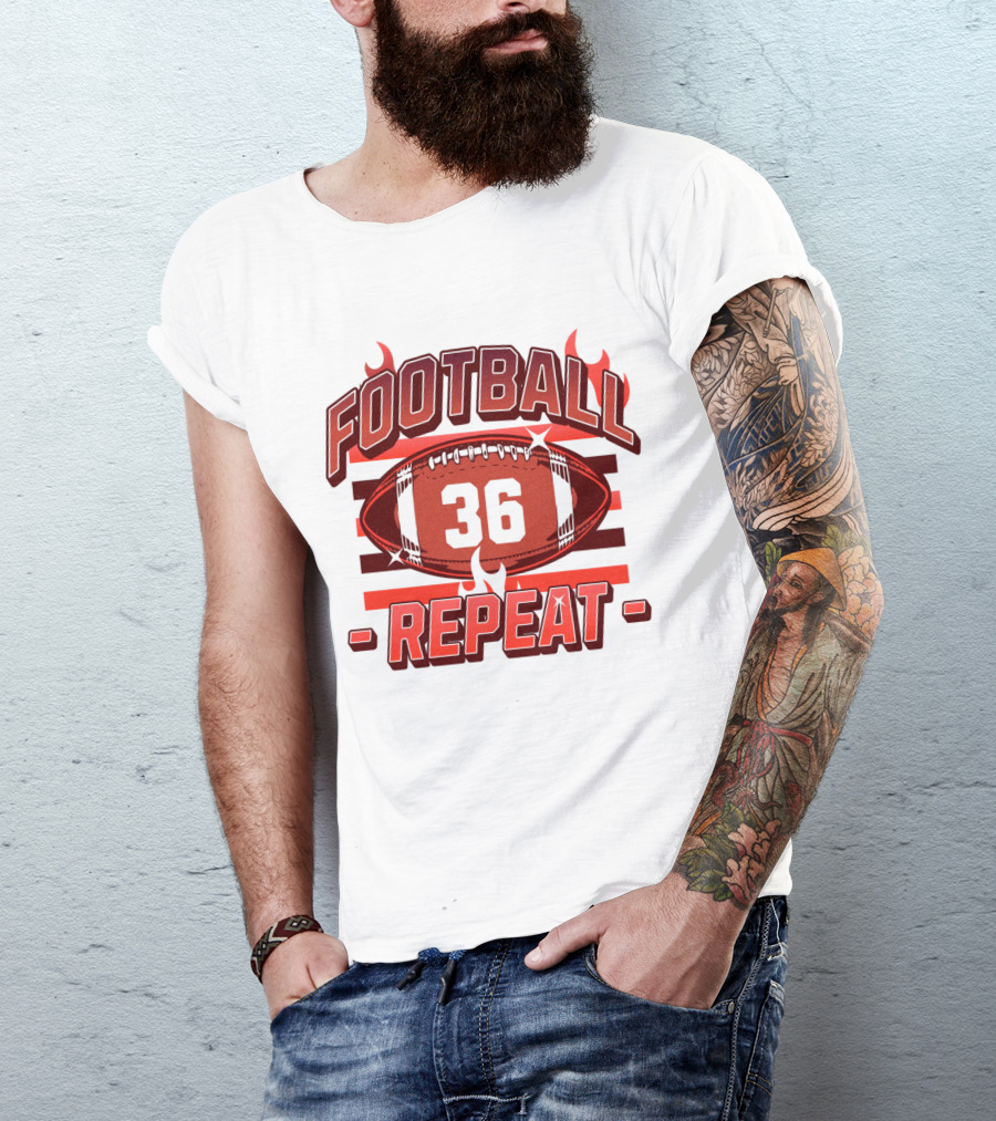 Football Repeat 36 Burn Flames T-Shirt