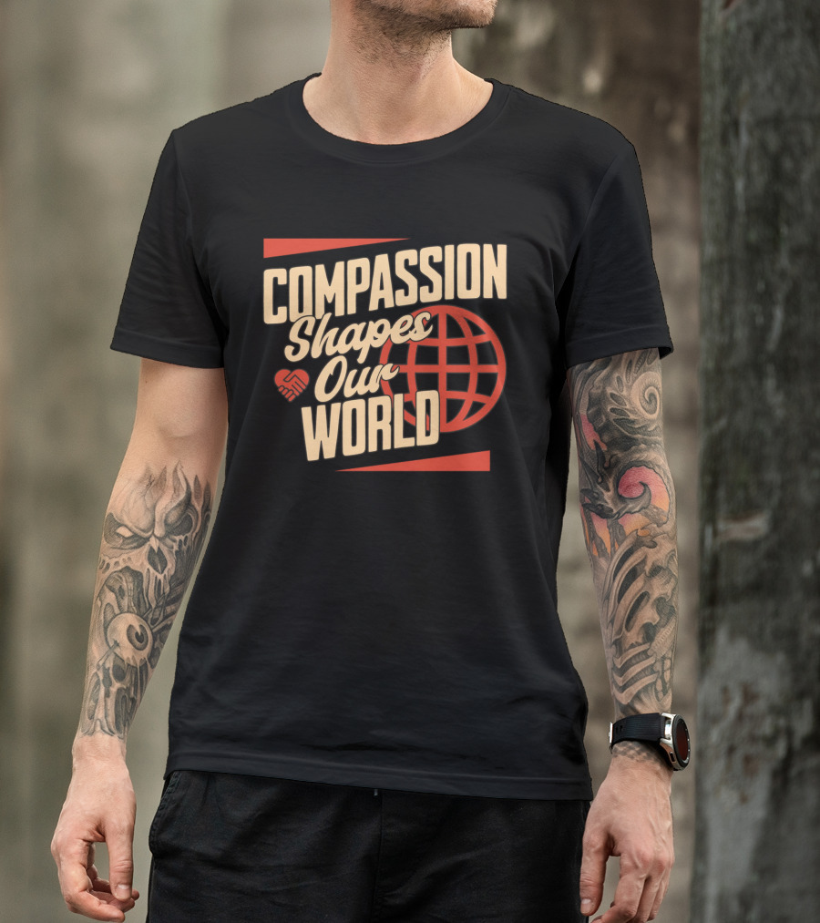 Compassion Shapes Our World Handshake Globe T-Shirt