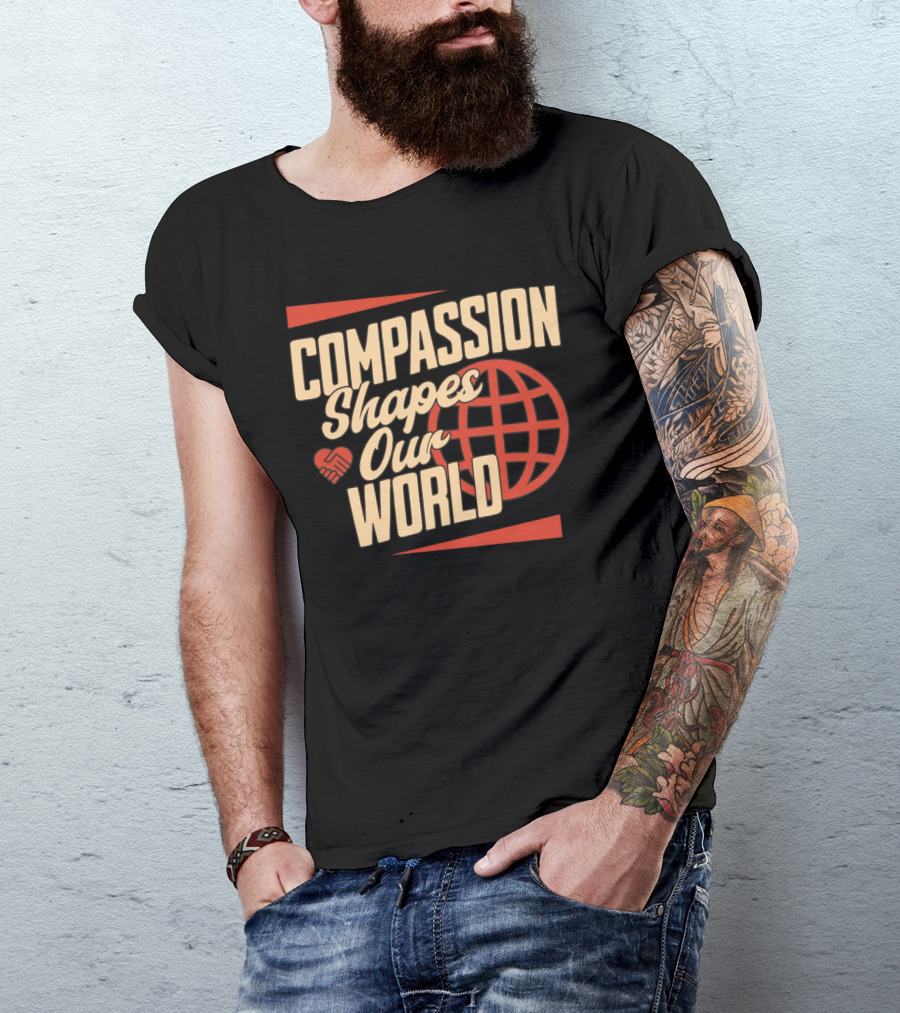 Compassion Shapes Our World Handshake Globe T-Shirt
