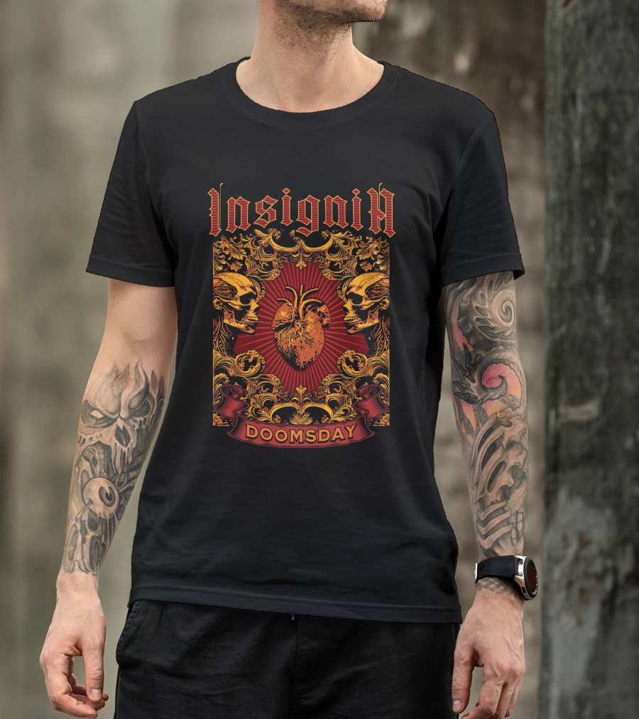 Insignia Doomsday Ornamental Skull Heart T-Shirt