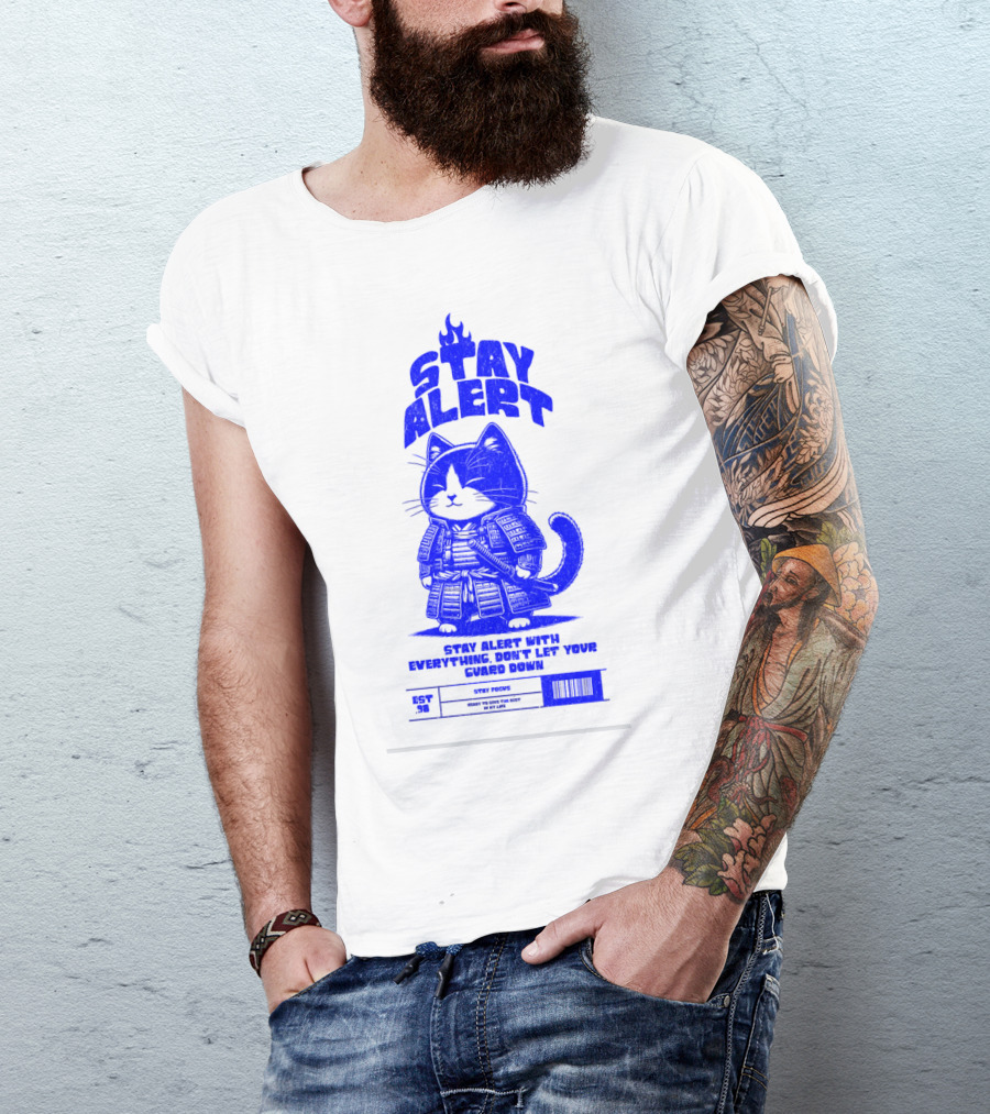 Stay Alert With Everything Don't Let Your Guard Down Cat Ninja T-Shirt
